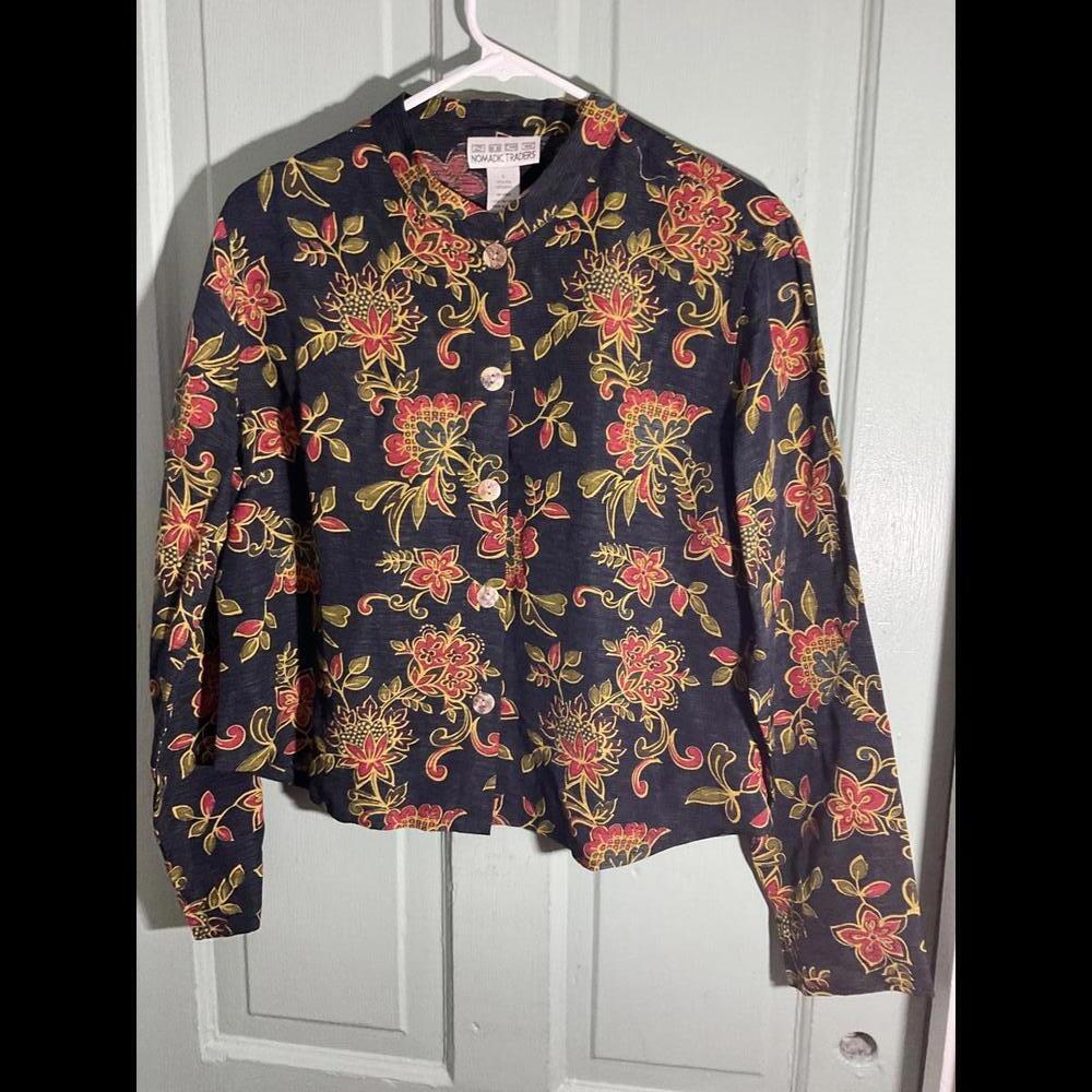 NTCO Nomadic Traders Linen/ Silk Button Up Blouse Size Large - Picture 3 of 8